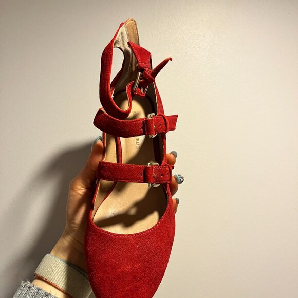 Banana Republic Red Suede Buckle Heels - Picture 5 of 5